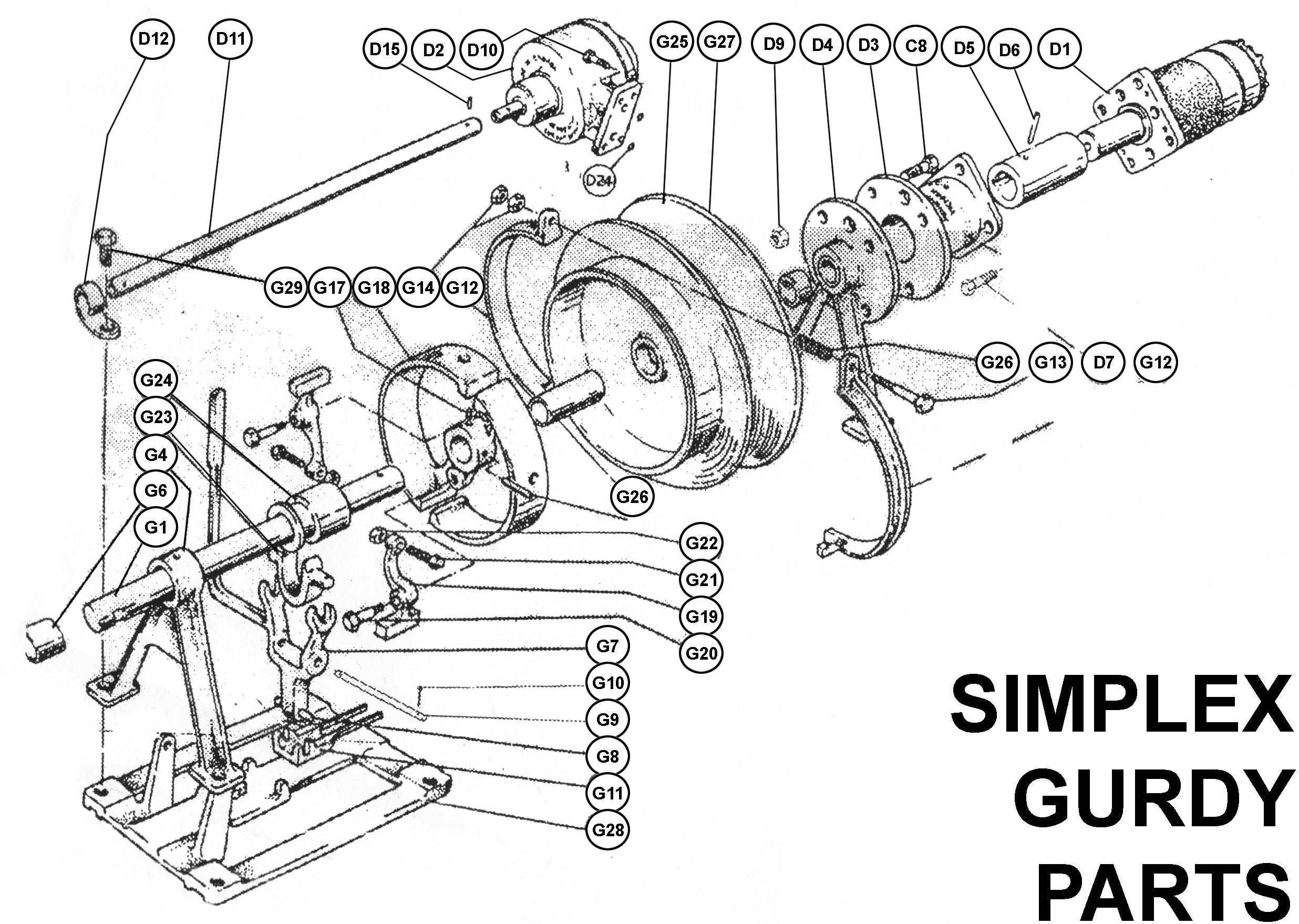 Simplex Gurdy Parts