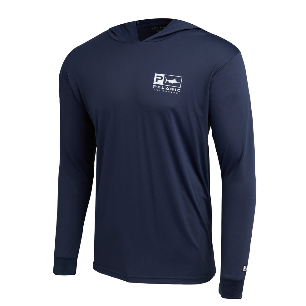 Pelagic Aquatek Goione Sailfish Hooded Fishing Shirt - Navy