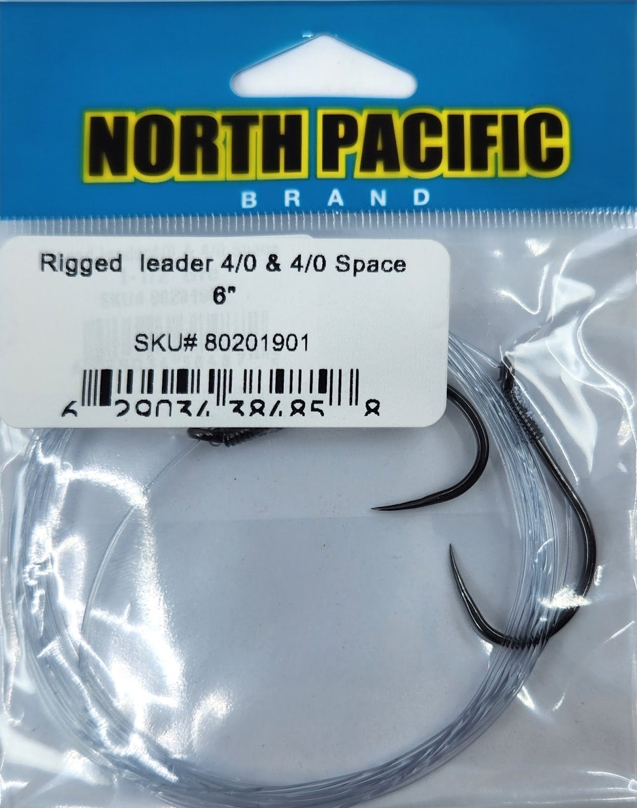 North Pacific Pre-Tied Mooching Leader - 8ft 40lb 4/0 4/0 Barbless 6in Spread