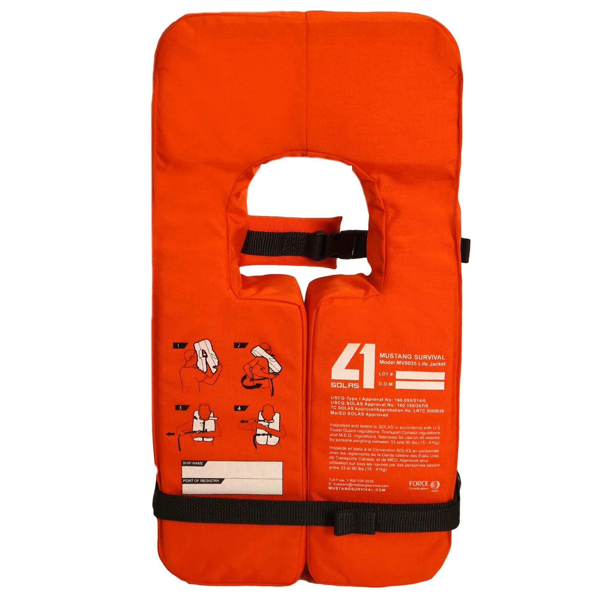 Mustang MV8040 Solas Type 1 Adult Life Jacket
