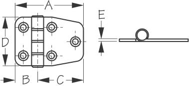 SEADOG 201510-1 SHORT SIDE DOOR HINGE 1.5 x 2-1/8