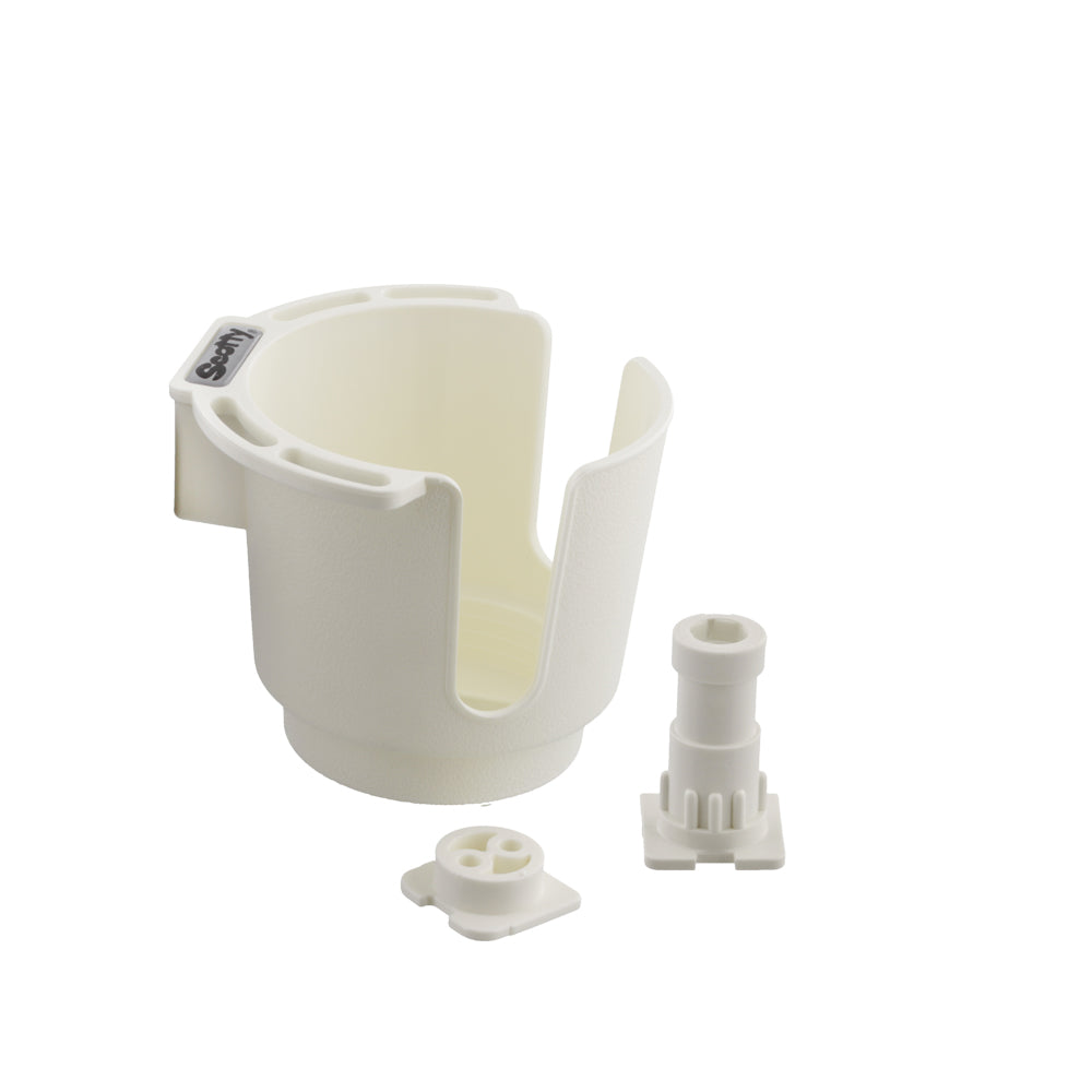 Scotty 311-WH White Cup Holder with Bulkhead/Gunnel & Rod Holder Post