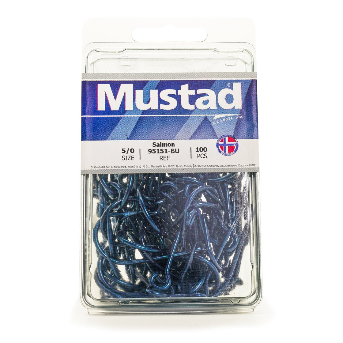 Mustad 95151 Blue Salmon Siwash Hook 3x Strong