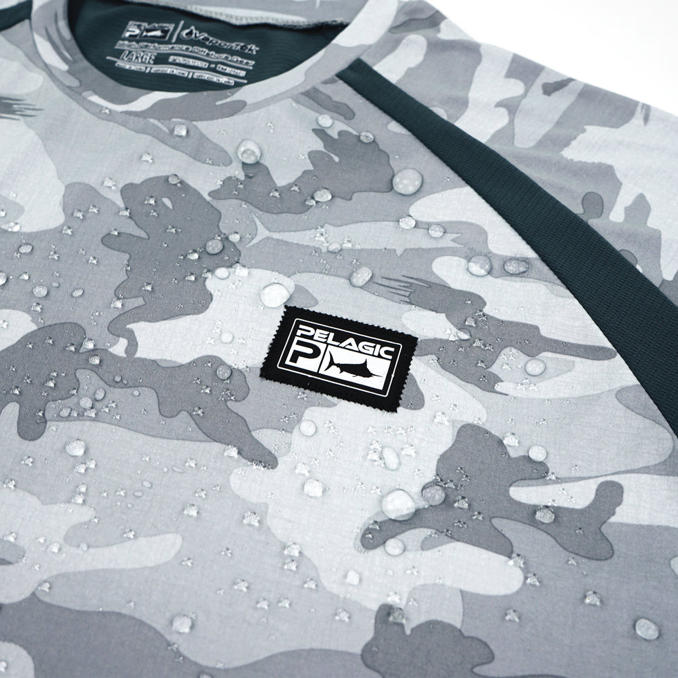 Pelagic Vaportek Fishing Shirt Fish Camo Light Grey