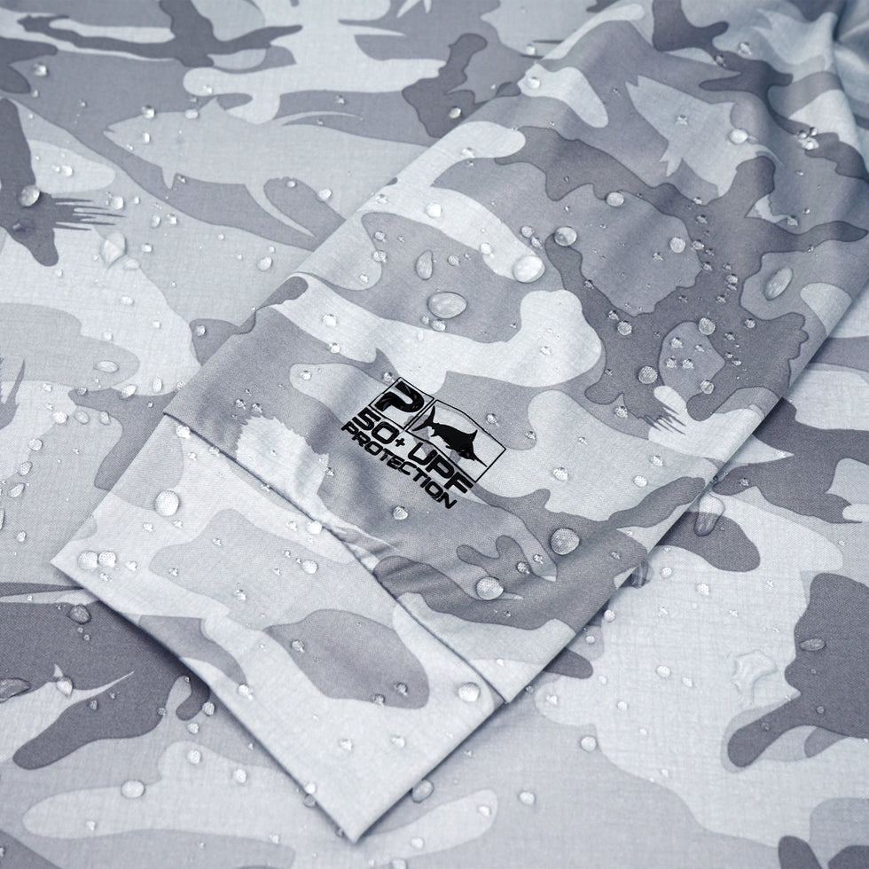 Pelagic Vaportek Fishing Shirt Fish Camo Light Grey