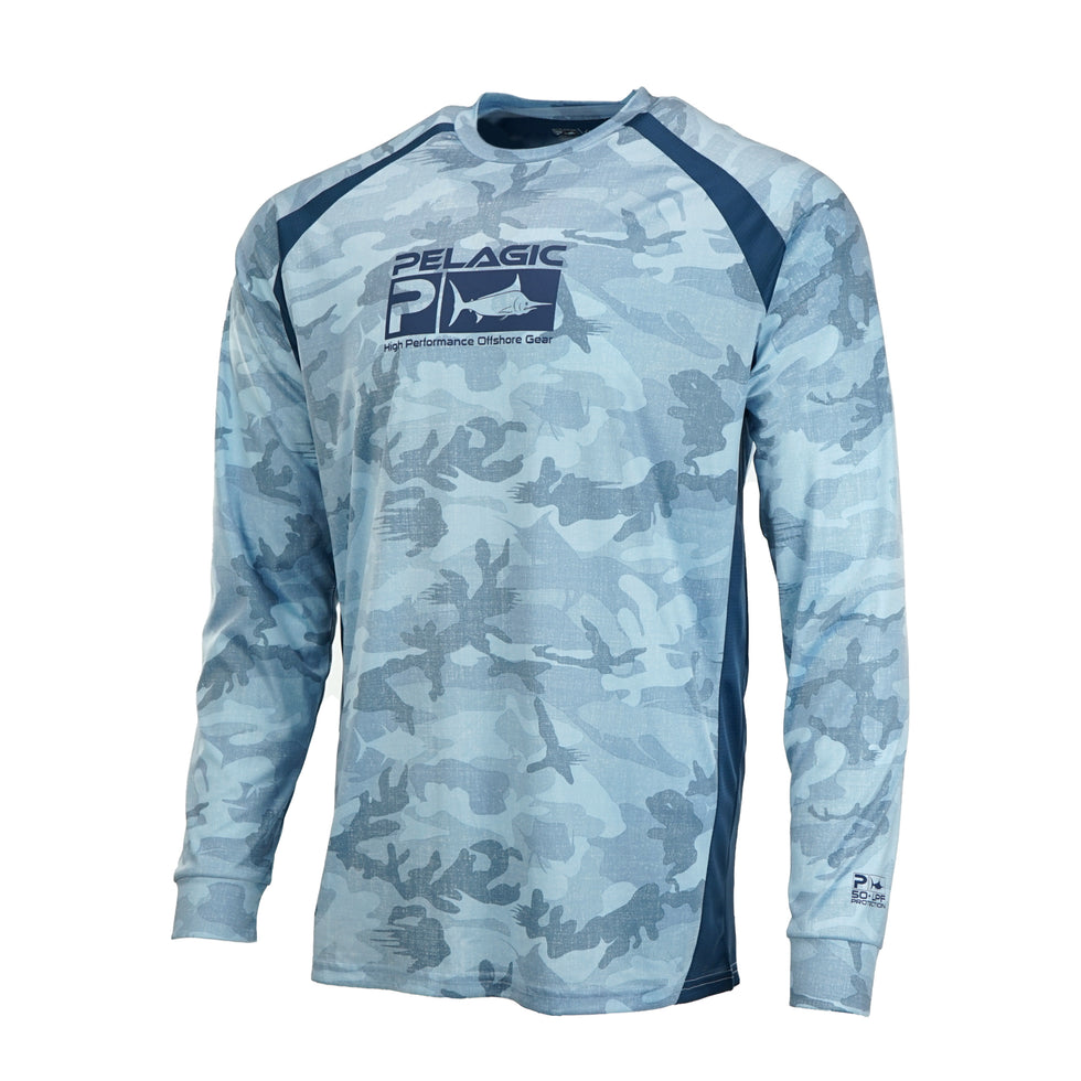 Pelagic Vaportek Fishing Shirt Fish Camo Slate X-Large