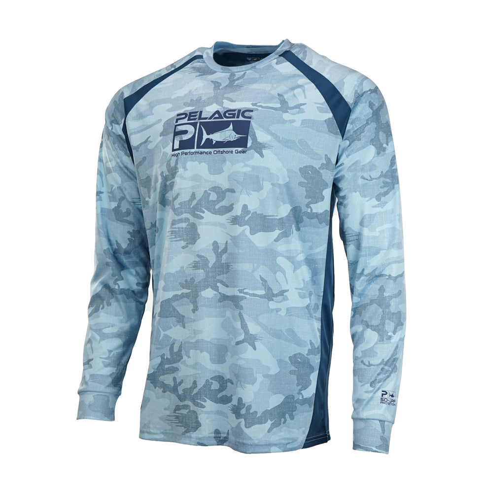 Pelagic Vaportek Fishing Shirt Fish Camo Slate