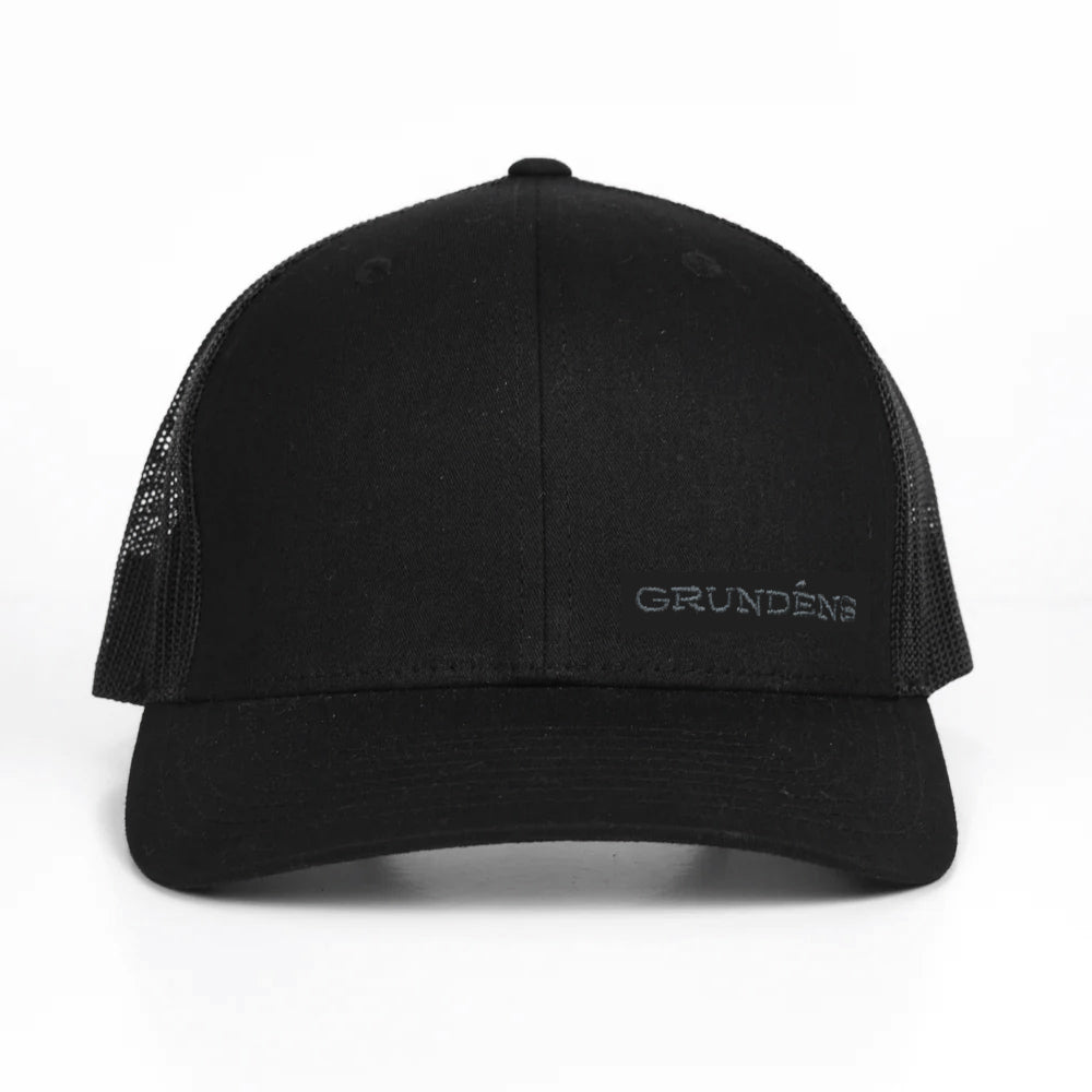 Grundens Offset Embroidered Trucker Hat - Black