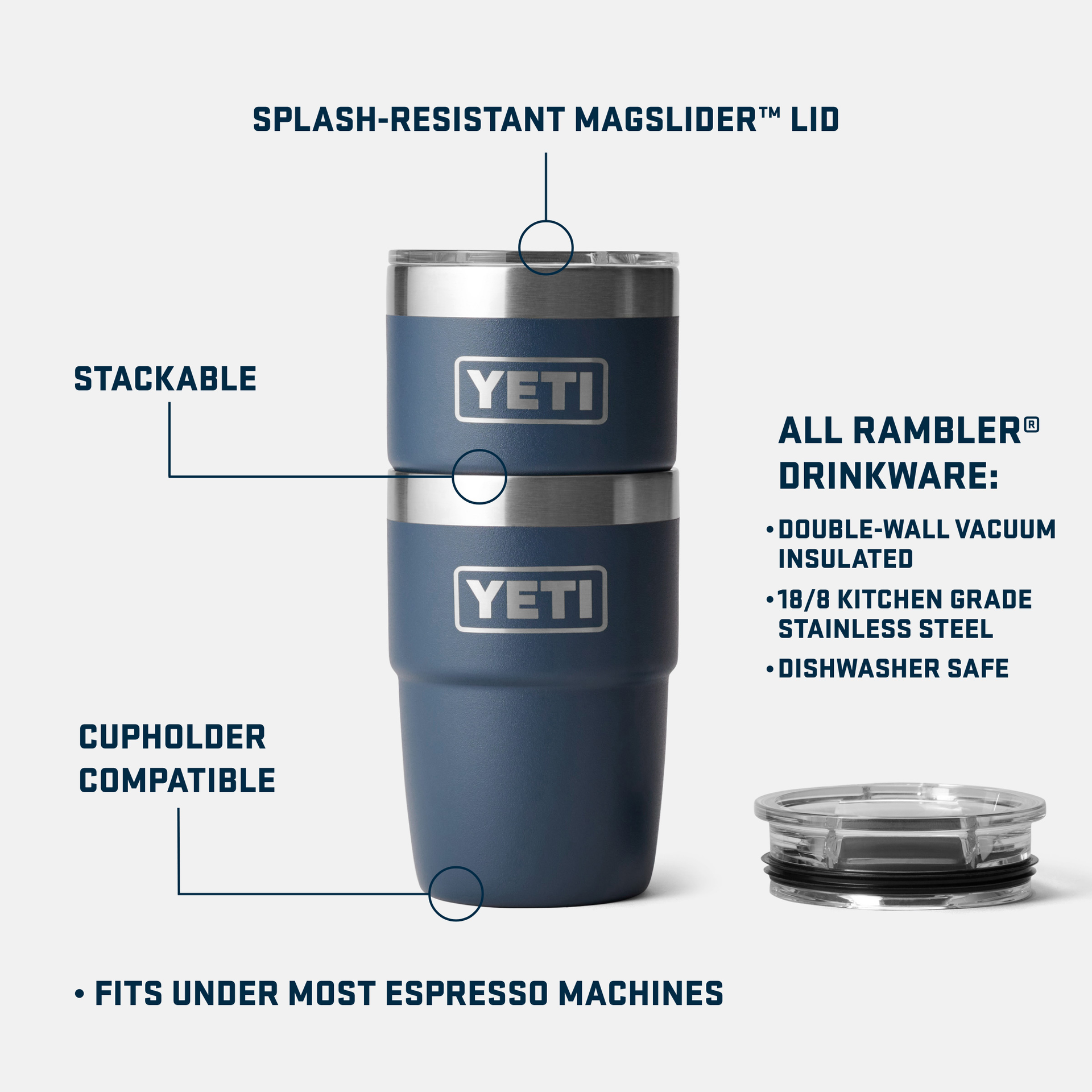 Yeti Rambler 8oz/236ml Espresso Stackable Cup with Magslider Lid