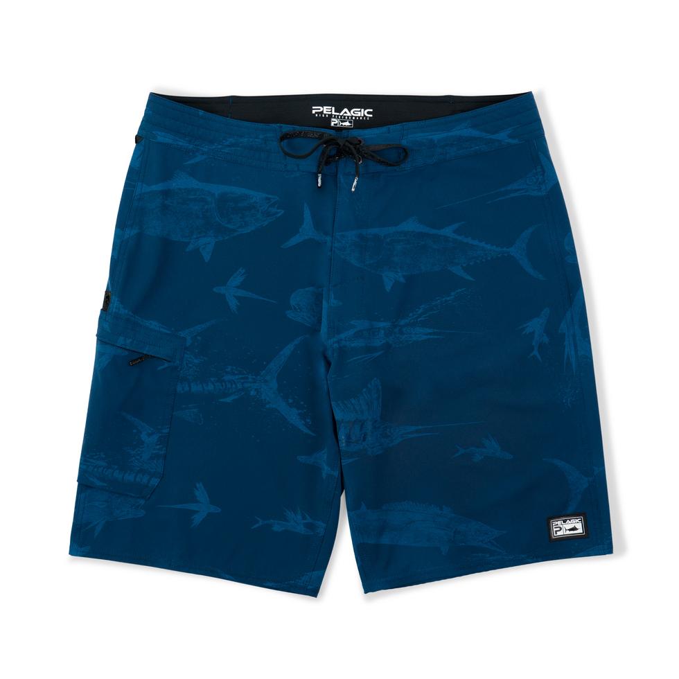 Pelagic Blue Water Fishing Shorts - Gyotaku Size 30